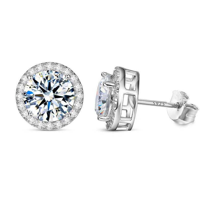 S925 Sterling Silver D Color Moissanite Classic Rock Sugar Earrings