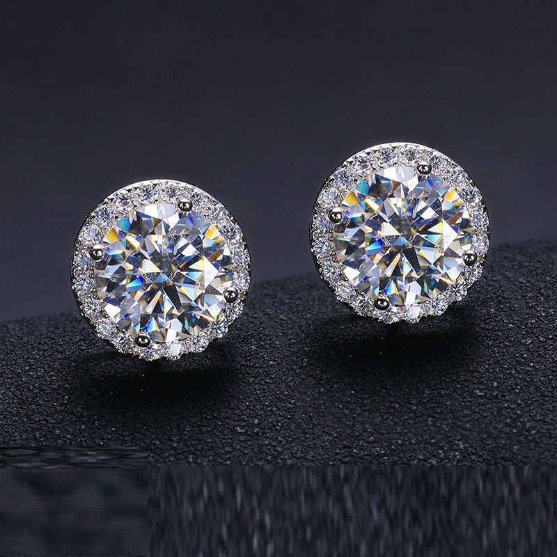 S925 Sterling Silver D Color Moissanite Classic Rock Sugar Earrings