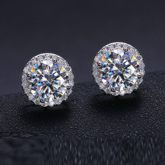 S925 Sterling Silver D Color Moissanite Classic Rock Sugar Earrings