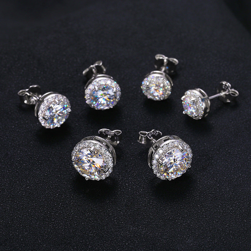 S925 Sterling Silver D Color Moissanite Classic Rock Sugar Earrings