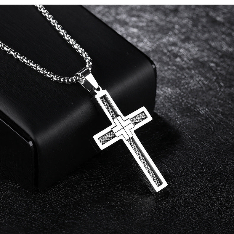 Mens Cross Necklace Trendy Men's Pendant