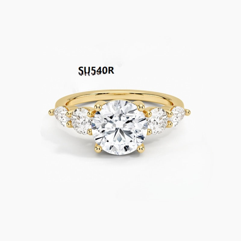Luxury S925 Sterling Silver Inlaid Moissanite D Color 1 Karat Ring