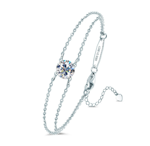 Four-claw Moissanite Bracelet Versatile Silver Jewelry