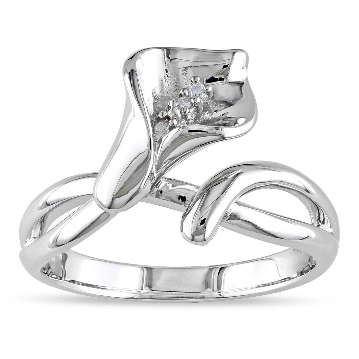 Diamond-Embellished Calla Lily Cross Ring For Women
