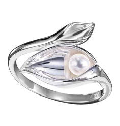 Diamond-Embellished Calla Lily Cross Ring For Women