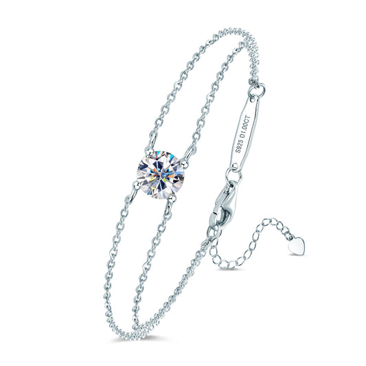 Four-claw Moissanite Bracelet Versatile Silver Jewelry