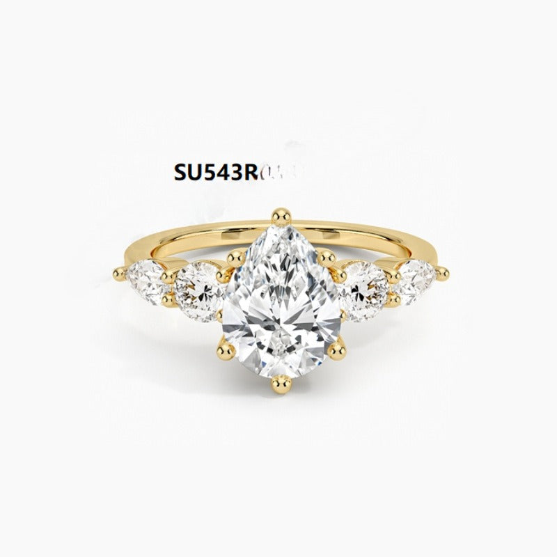Luxury S925 Sterling Silver Inlaid Moissanite D Color 1 Karat Ring