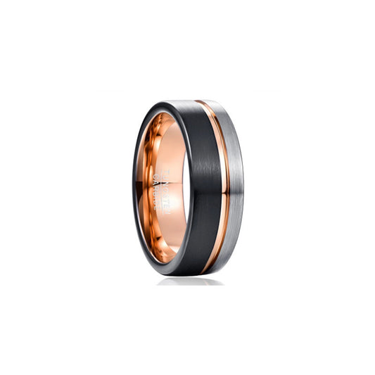 Mens Plated Two-Tone Titanium Steel Ring