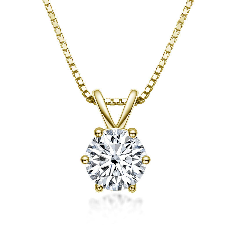 Ladies Classic Six Prong Moissanite Necklace  D Color 1 Carat