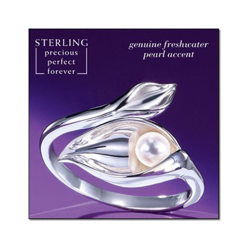 Diamond-Embellished Calla Lily Cross Ring For Women