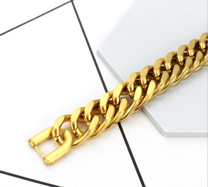 Titanium or Gold plated double buckle bracelet